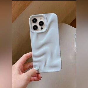 iPhone Case Matte Slate Blue Minimalist  3D Wave Ripple Pattern Soft TPU